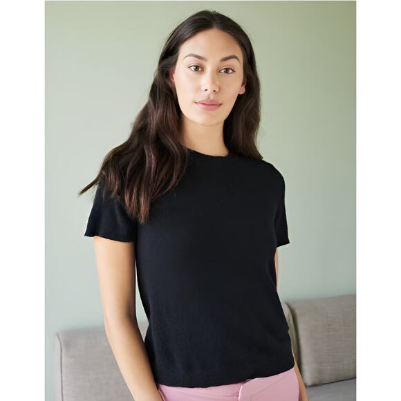 Quince Womens Cozy Minimalist 100% Mongolian Cashmere Knit‎ Short Sleeve Tee S - Picture 1 of 6